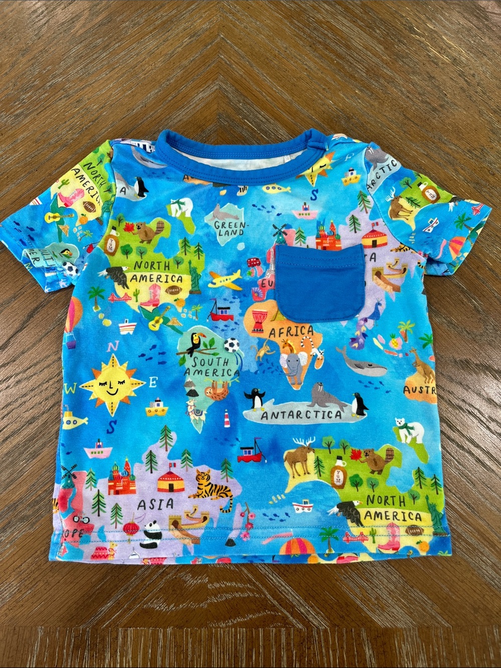 LITTLE SLEEPIES World Map T-Shirt Size 6-12m